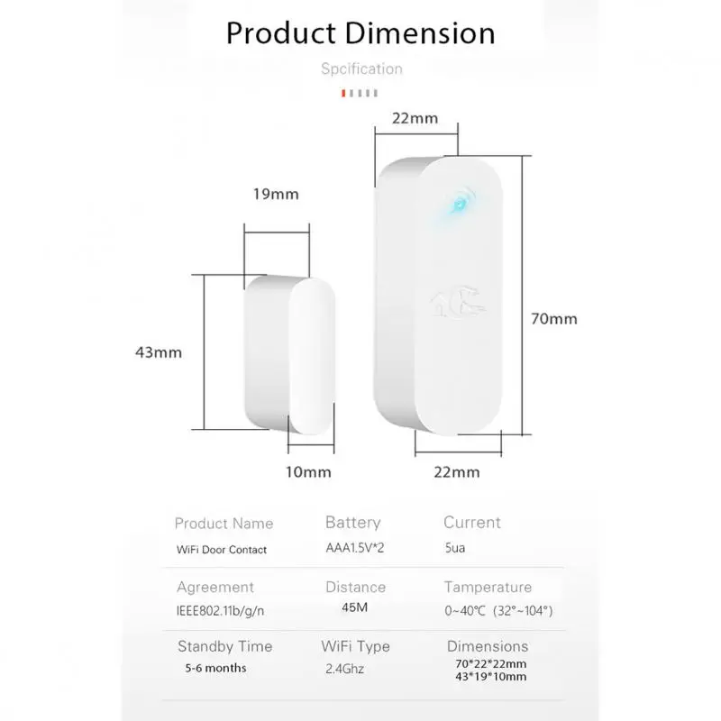 

Wireless Wifi Door Sensor Window Sensor Status History for eWelink APP Control Alexa Google Home Voice Alarm Push Home Security