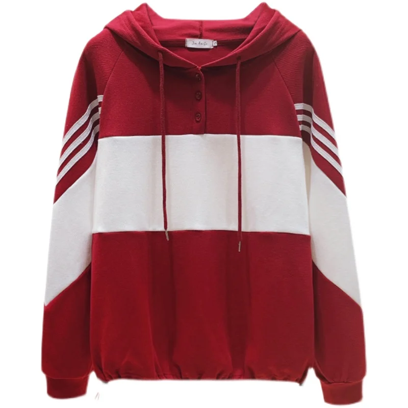 

[ARQ] Clash color splicing long sleeve jacket loose collar sports hoodie 2021 spring and autumn new style