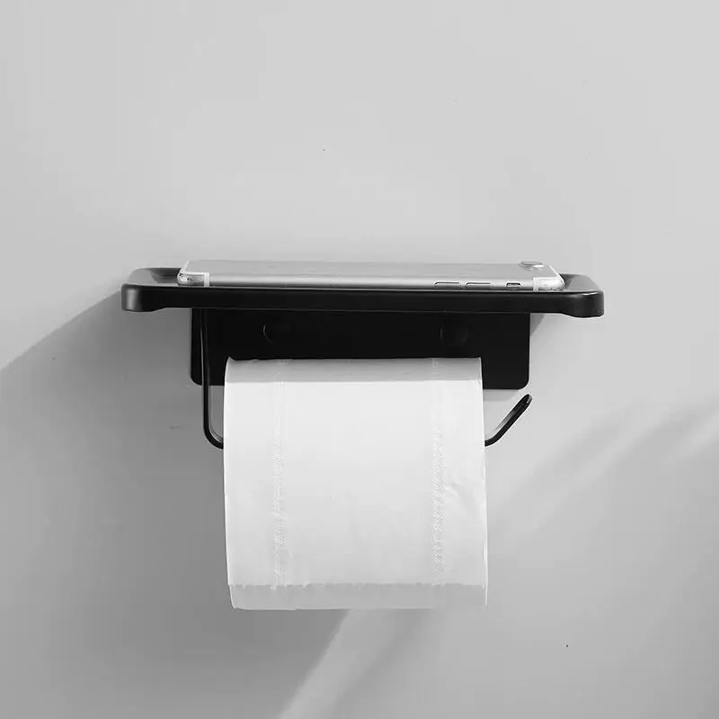 Черный настенный держатель для рулона туалетной бумаги Настольный стеллаж