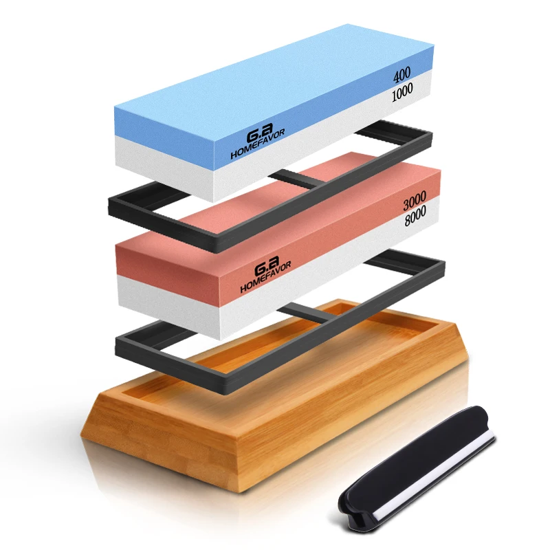 

Sharpening Stone 2 Pcs Whetstone Set Knife Blade Tools Sharpener Multi-purpose Honing Grinding Stone With Non-slip Bamboo Base
