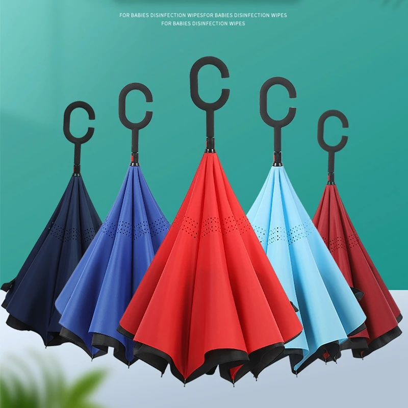 Креативный двухслойный инвертированный Зонт с длинным хвостовиком