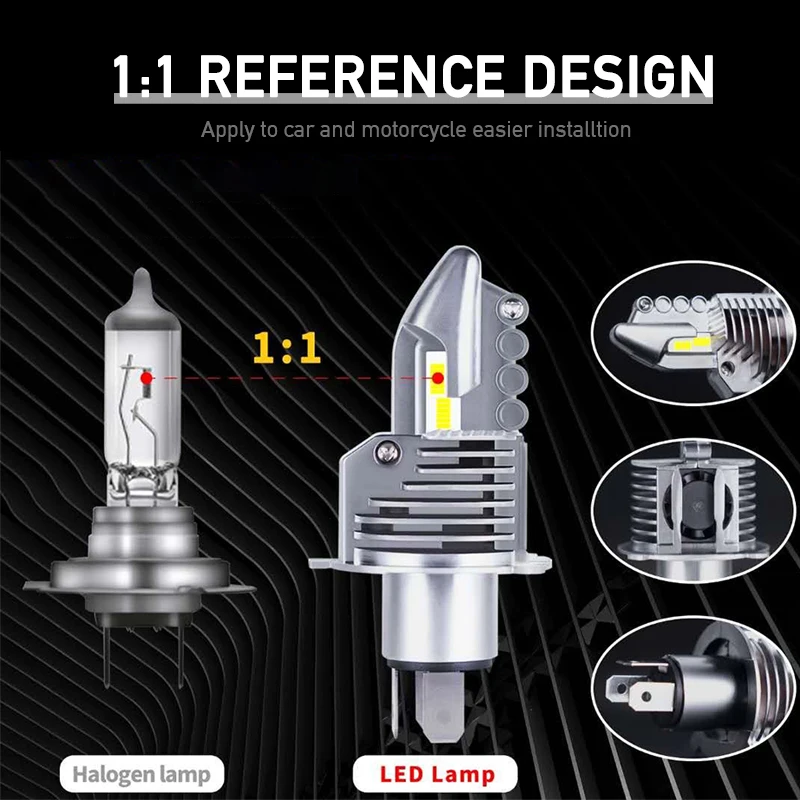 12V 24V 80W 12000LM H4 9003 HB2 светодиодный головной светильник лампы диодные для автомобиля