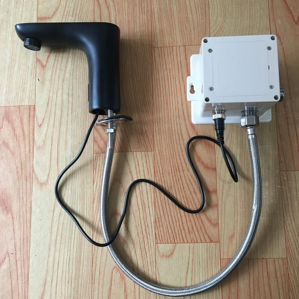 Черный Автоматический сенсорный кран для ванной комнаты Бесконтактный