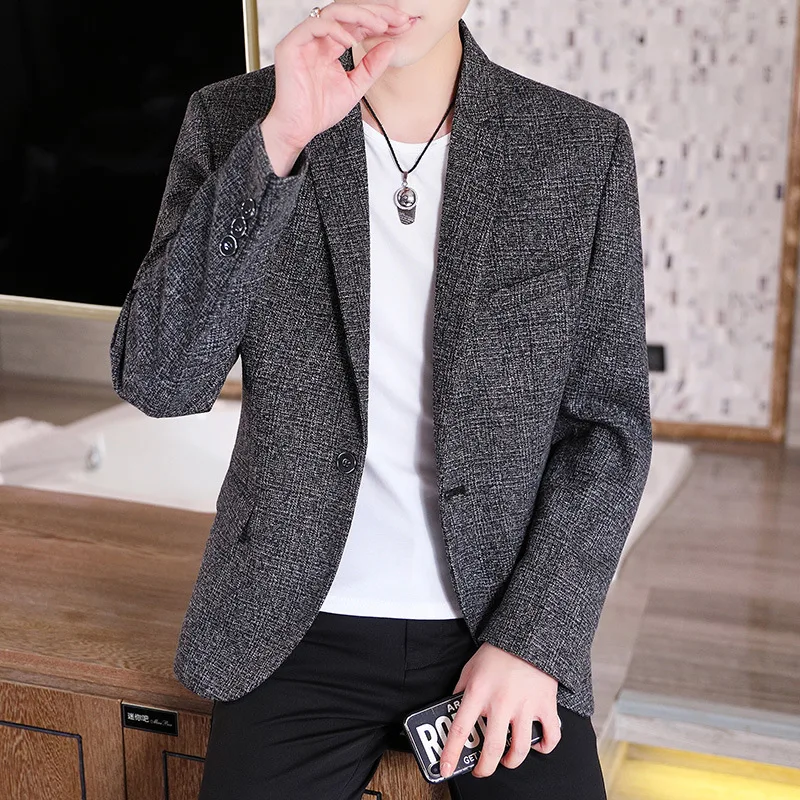 

COO 2022 Men's Autumn New Trendy Slim Fit Plaid blazer jacket