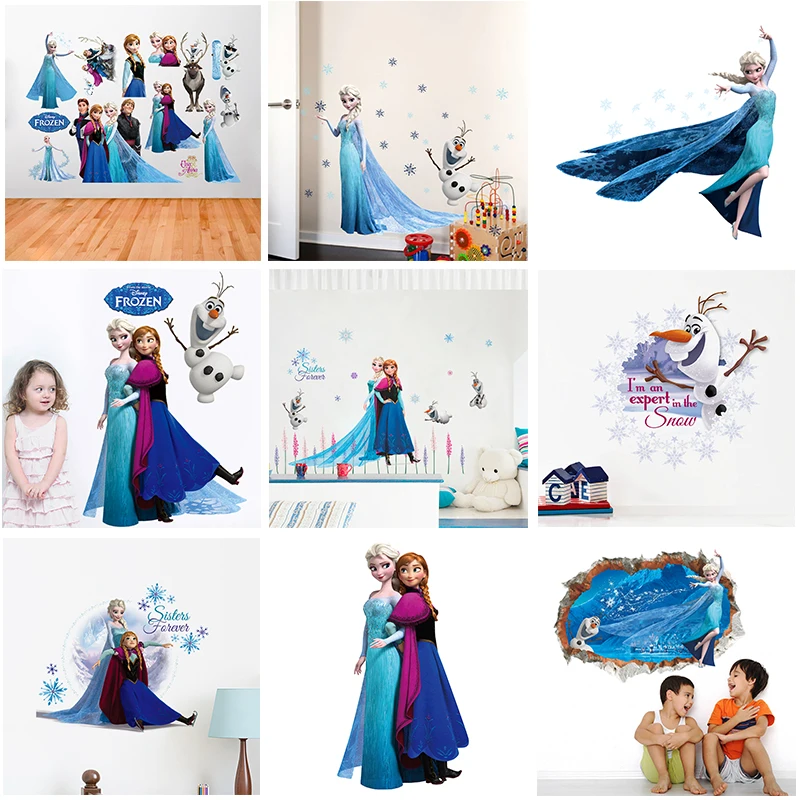 

Cartoon Disney Frozen Princess Wall Stickers For Kids Rooms Nursery Home Decor Elsa Anna Wall Decals Pvc Mural Art Diy Posters