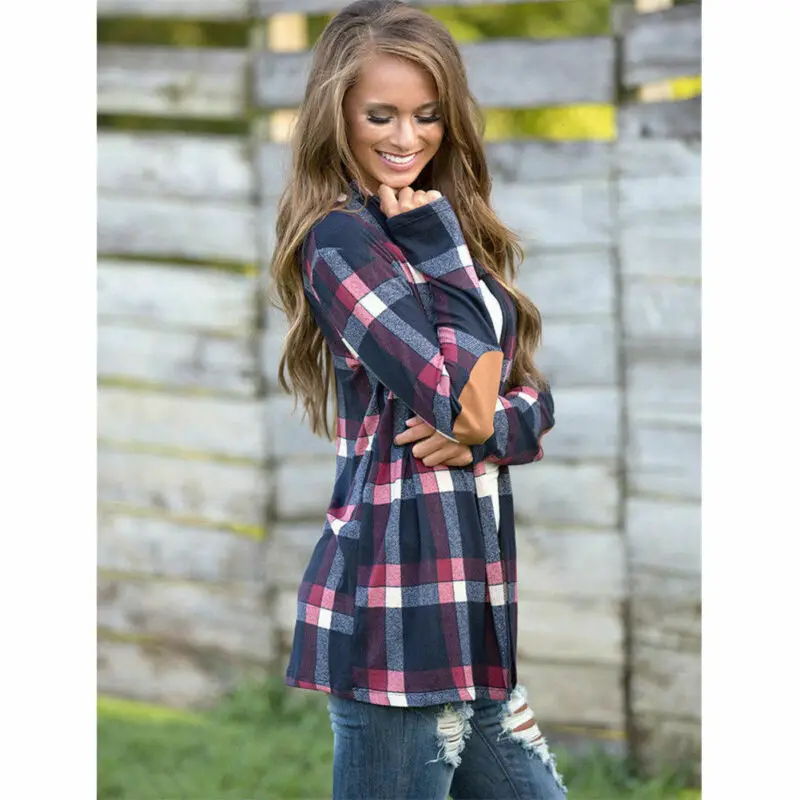 Классическая клетчатая рубашка осенняя теплая Женская фланелевая с длинным