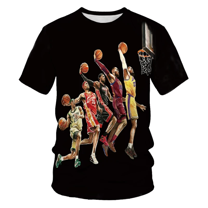 

Summer Fashion Round Neck Sports T-shirt Basketball Star Print Short-Sleeved T-shirt Men's Casual 3D Print t-shirt