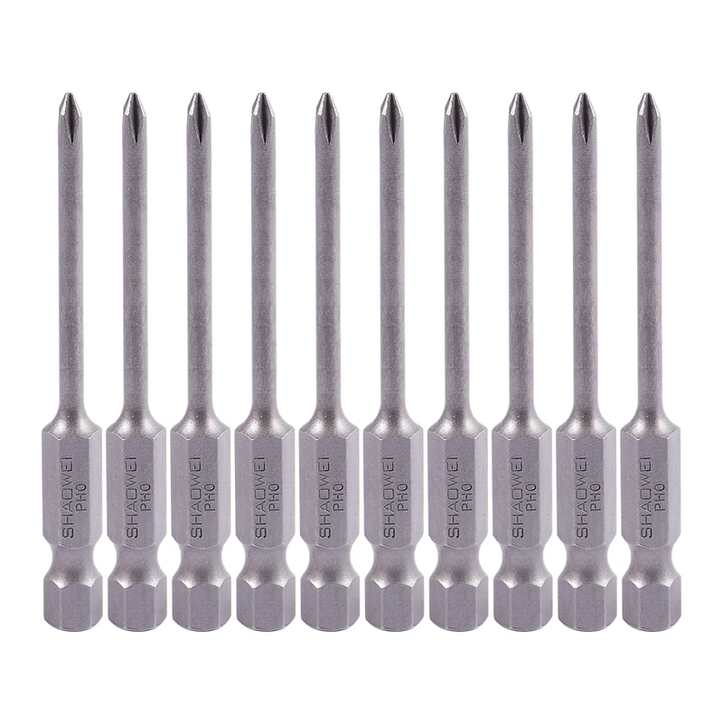 

10 Pcs 1/4" Hex 65mm Length 3mm Phillips PH0 Magnetic Screwdriver Bits