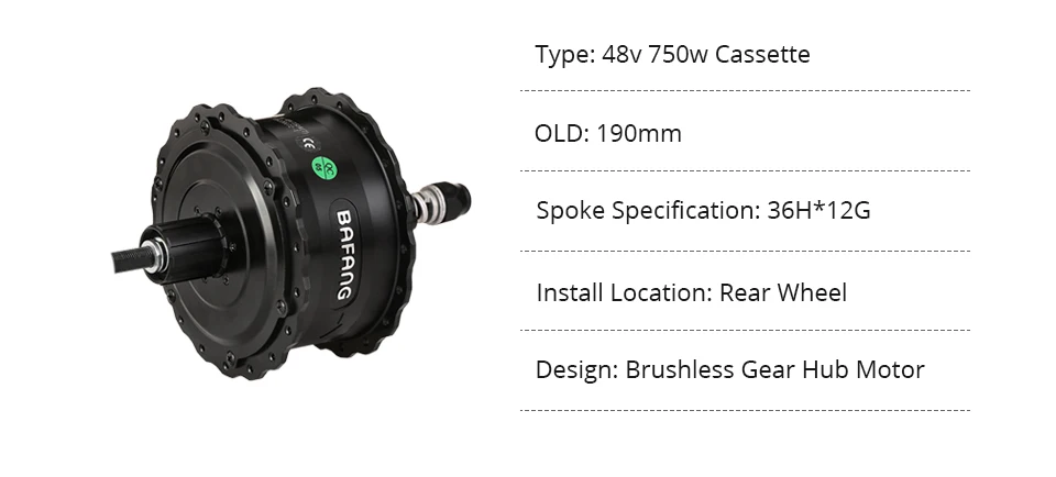 BAFANG 48V 750W бесколлекторный мотор Bafang мотор для центрального движения RMG06 D/DC 750W задний мотор старый 175 мм/190 мм 8Fun Электрический велосипед задний мотор для центрального движения