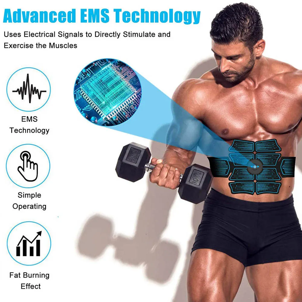 Стимулятор мышц брюшной полости EMS Abs Электростимуляция домашние тренировочные кроссовки тонера для мышц Упражнение Фитнес-Оборудование зарядка через USB