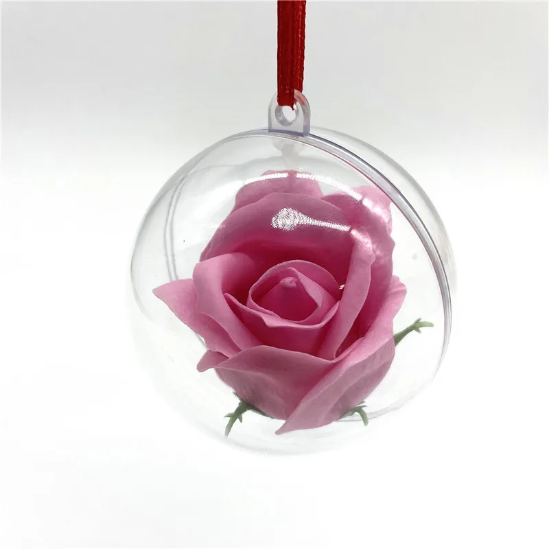 

24Pcs/Lot 60mm Christmas Transparent Craft Fillable Plastic Ball Home Decoration Hanging Ball With Flower Festival Tree Decor