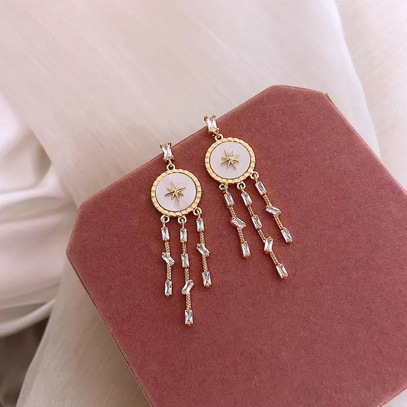 

French Palace Style Earrings New Style Female Long Tassel Ear Jewelry