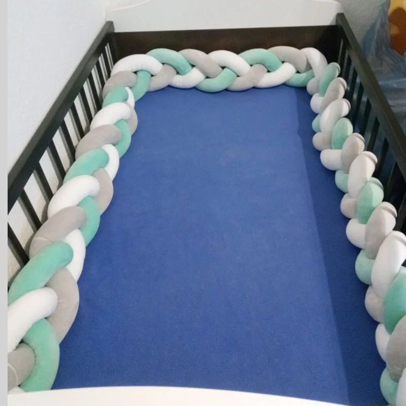 Новорожденный бампер для детской кроватки косичка с узлом подушка защита декора
