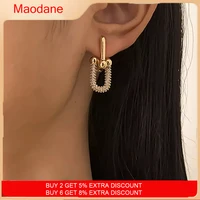 new design trendy lock buckle earrings for women punk thick link u shape detachable pave inlaid zirconia drop earring jewelry