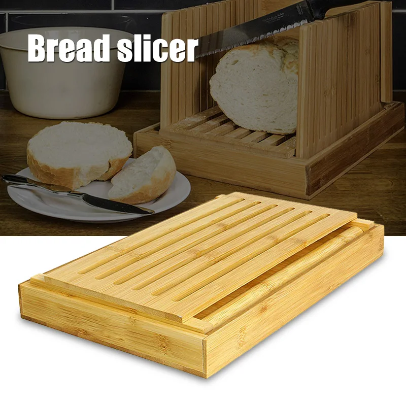 

Economical Toast Bread Slicer Wooden Foldable Loaf Cutter Rack Cutting Guide Slicing Tools Kitchen Accessories ds99