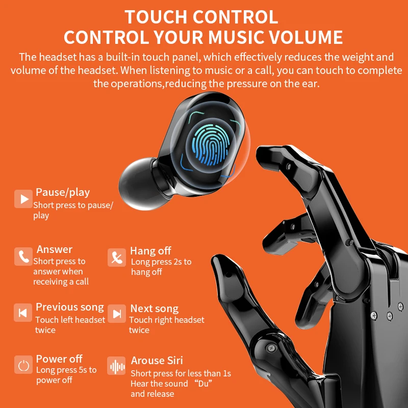 TWS беспроводные Bluetooth наушники стерео HD с сенсорным управлением мини гарнитуры