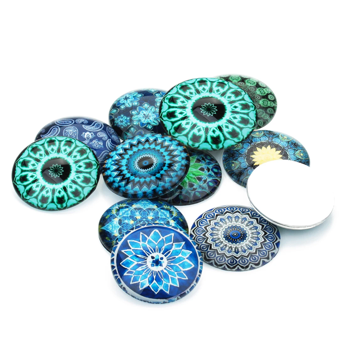 

20pcs/lot Colorful Fashion Photo Glass Cabochons Blue Color Cabochons For Bracelet Earrings Necklace Bases Settings DIY Jewelry