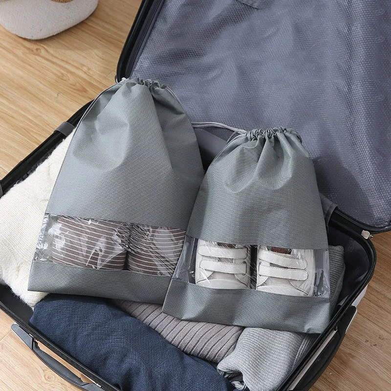 

12 Pieces Travel Shoe Storage Bag Household Dust-proof Shoe Bag Portable Transparent Waterproof Storage Bag Drawstring Shoe Bag