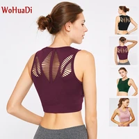 wohuadi seamless cutout vest women clothes sports bra push up crop top female fitness gym underwear yoga sportswear workout