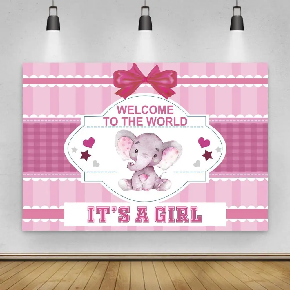 

Welcome To The World Newborn Backgrounds Photo Decor Girl Or Boy Famliy Party Bow Banner Backdrops Photography