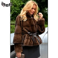 winter short genuine mink fur coat stand collar high quality mink fur jacket for women sleeve bottom removable natural fur coats
