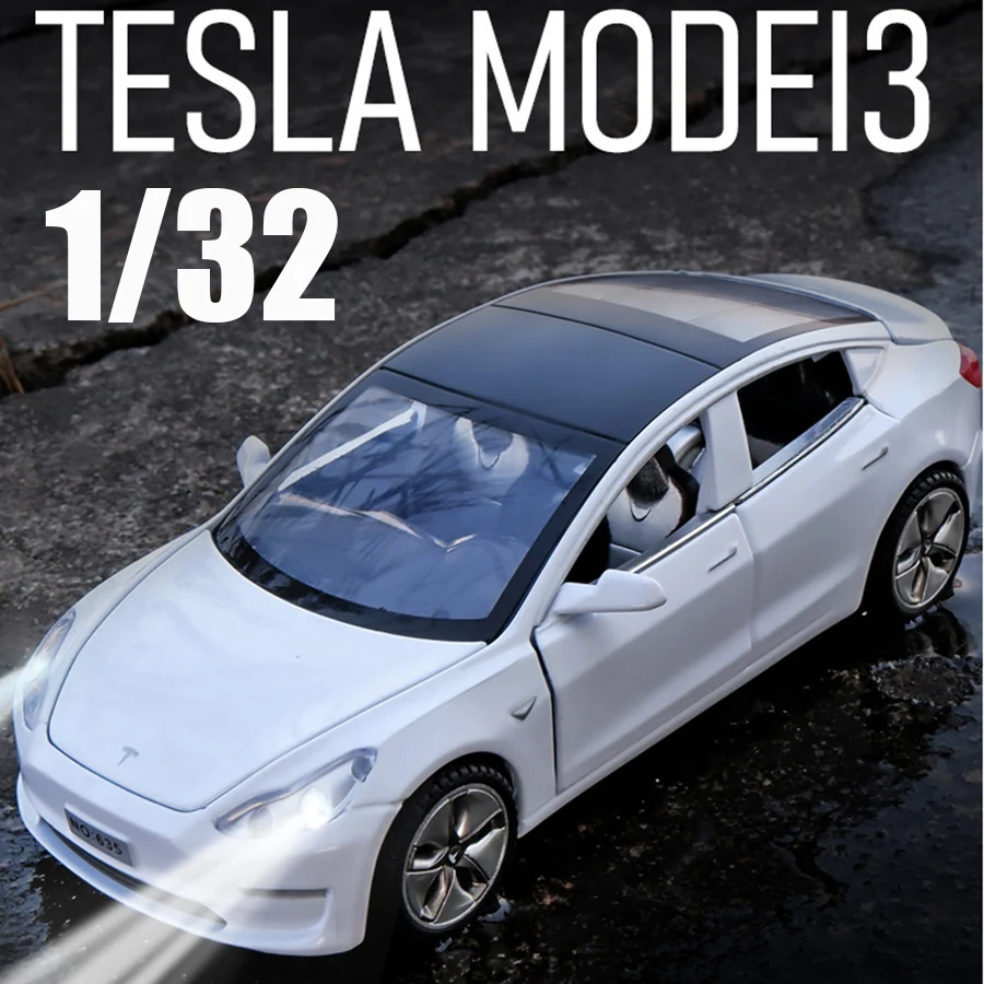 

1:32 Tesla MODEL3 Alloy Car Model Diecasts & Toy Vehicles Sound Pull Back Car For Children Gifts Boy Toy Free Shipping