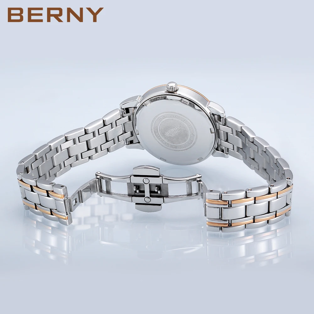 BERNY Men Watches Waterproof Stainless Steel Watch Quartz Male Date Calendar Business Luxury Wristwatch Gift Reloj De Hombre enlarge