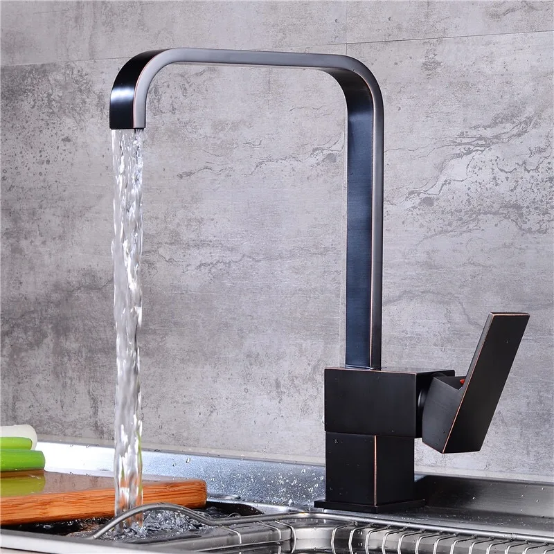 LIUYUE кухонные краны темно бронзовый латунный квадратный плоский смеситель с