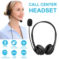 call center wired headset with microphone telephone operator headphone noise canceling for computer phones desktop boxes