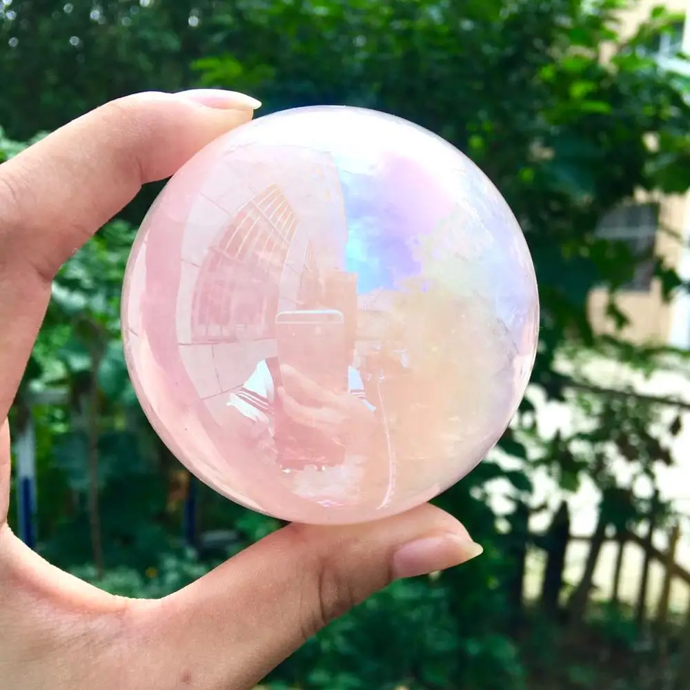 Стандартный розовый кварцевый шар с гальваническим покрытием хрустальный