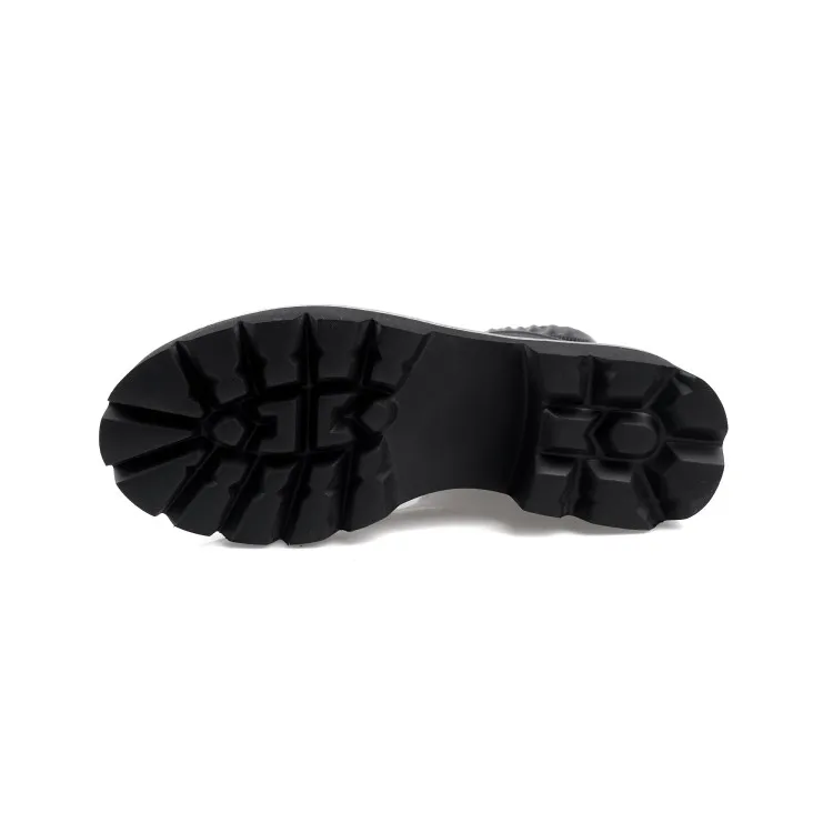 

MLJUESE 2020 women ankle boots cow leather winter short plush round toe chains women riding boots party dress size 42