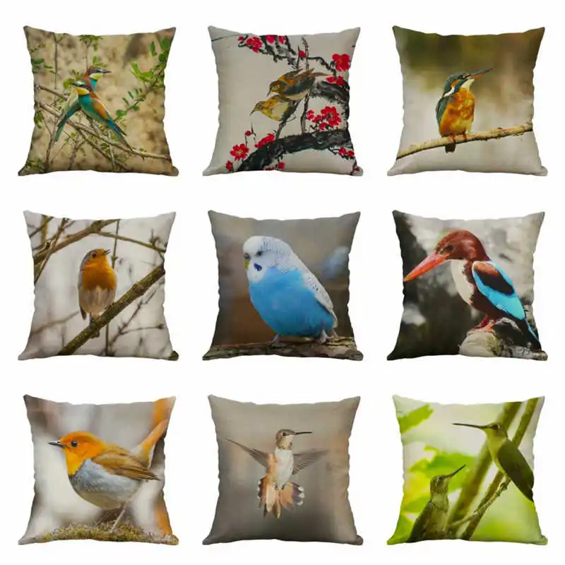 Hummingbird хлопковый льняной домашний чехол для дивана Новый подушки декор птиц | Дом