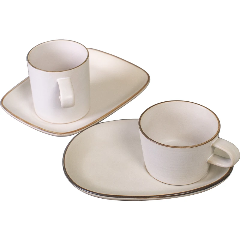 Retro Coffee Cup and Saucer Set 200ml Mug Milk Water Creative Ceramic Dessert Breakfast | Дом и сад