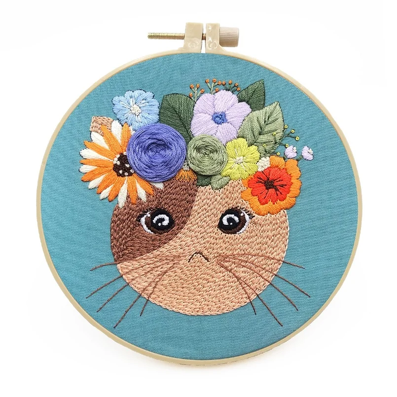 

DIY Cat Embroidery Kit for Beginners, Modern Embroidery Starter Kits, Embroidery Set, Craft Kit, English Description (C)