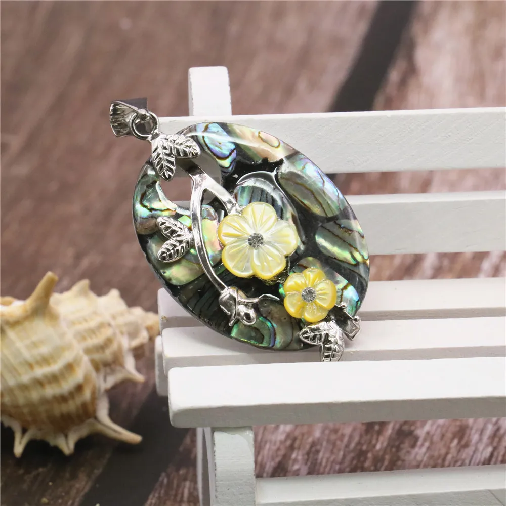 Cute/Romantic Natural Multicolor Oval Abalone Shell Women's Fashion Jewelry Necklace Pendant Sweater Chain Gift B1118 | Украшения и