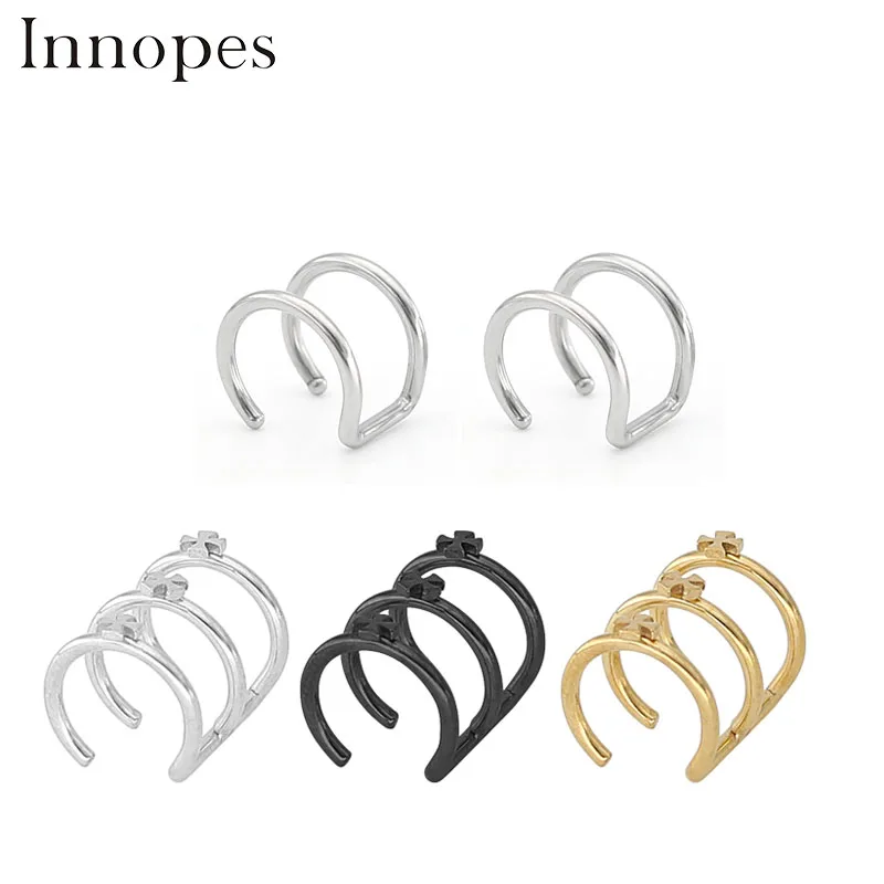 

Clic Earrings Silver Cartilage Earrings Stainless Steel Nose Cuff Piercing Fake Ear Cuffs Double Earrings No Hole Children's
