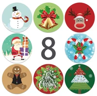 merry christmas stickers envelope gift cards package seal label christmas decoration gift series sticker tags 1inch kids gift