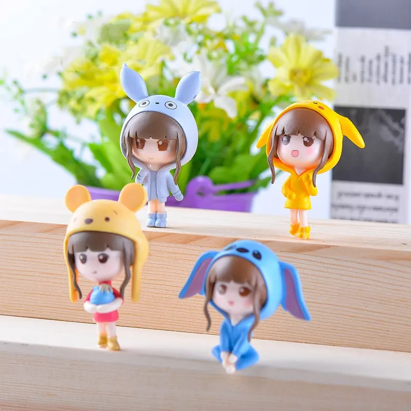 4 шт./компл. Мини Q девушки мультфильм аниме фигурка украшения микро пейзаж
