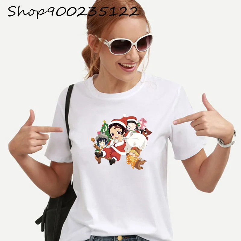 

New Demon slayer Anime T-shirt Women Printed Cosplay Christmas Tshirt O-Neck Harajuku Casual Girls Tee goth shirt,Dropshipping