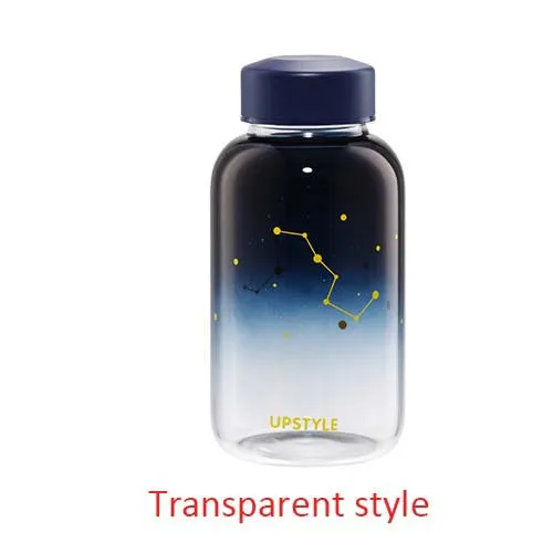 Transparent style Симпатичная стеклянная питьевая бутылка с созвездием неба, портативная Спортивная бутылка для воды, моя бутылка, кавайные бутылки для напитков для девочек - Цвет: Transparent style