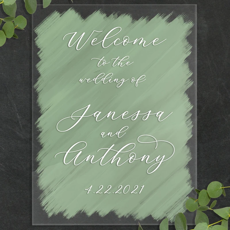 Свадебный знак приветствия персонализированный акриловый прозрачная роспись