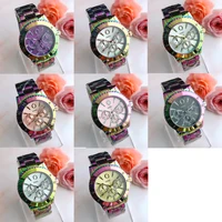 hot style stainless steel men women couples 7 colour quartz watches fashion luxury jewelry gift generous exquisite charm wedding