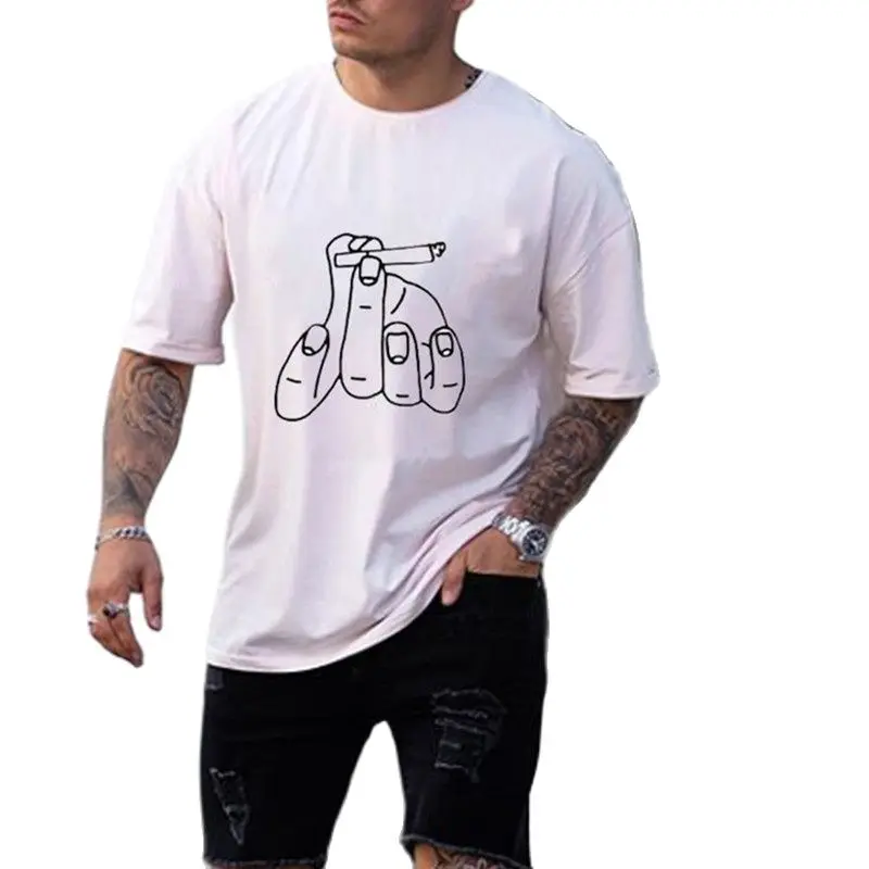 

2021 summer new fashion men's personality printed short-sleeved T-shirt loose plus size shirt for men