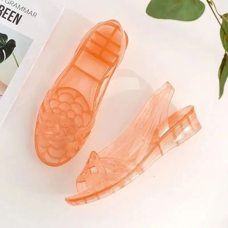 2021 New Arrival Fashion Slides Womens Jelly Shoes Transparent Sandals Anti-slip Round Female Casual Shoes Woman Sandals Flats