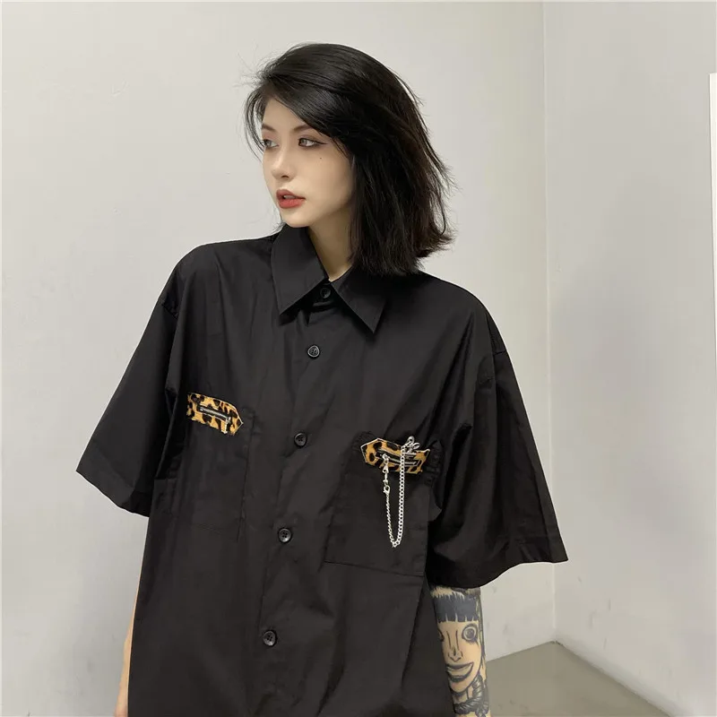 Для мужчин и женщин на пуговицах в стиле пэчворк с леопардовым принтом карманная