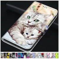 cute fashion printed leather holster for case samsung galaxy a02 a02s a12 a32 a52 a72 5g m02 m02s m12 cat butterfly wallet d08f