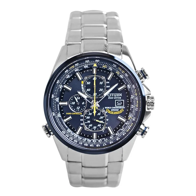 

Luxury Japan Brand Quartz men Watches Business Casual Steel/leather Band Watch Men's Blue Angels World Chronograph WristWatch