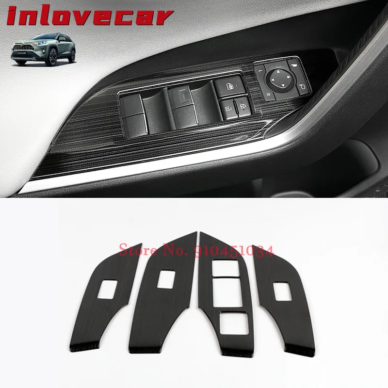 

Stainless Steel For Toyota RAV4 RAV 4 2019 2020 2021 Accessories Car Window Glass Lift Switch Panel Interior Door Armrest Frame