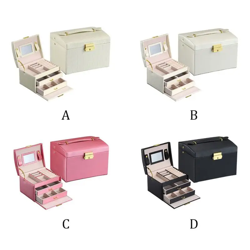 

s Three Layers Drawer Type Jewelry Storage Box Multi-layer Jewelry Box With Lock Jewelry Box