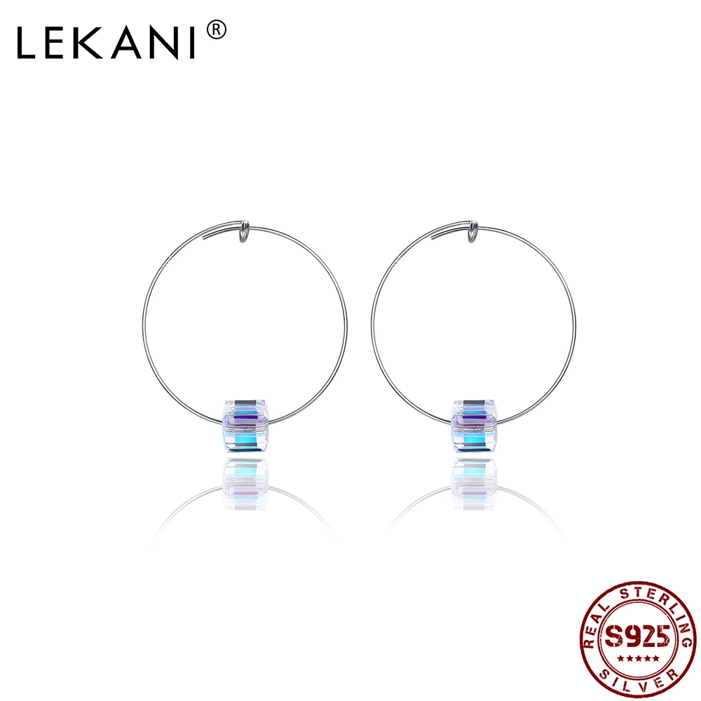 

Серьги-кольца женские из серебра 925 пробы, с австрийским кристаллом